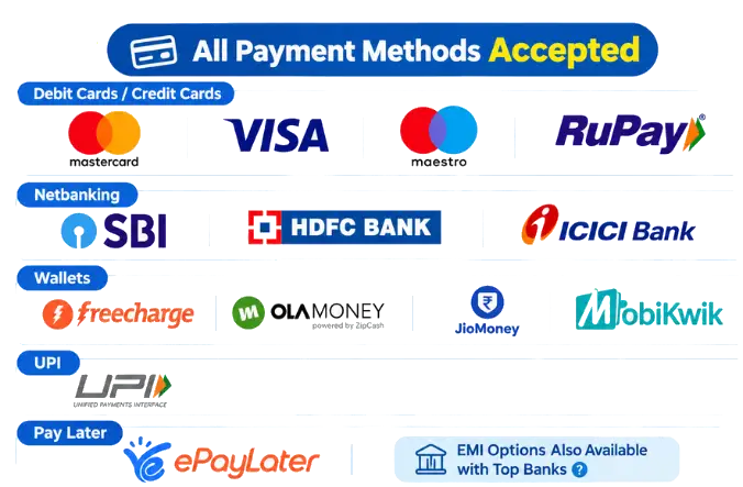 All payment methods accepted